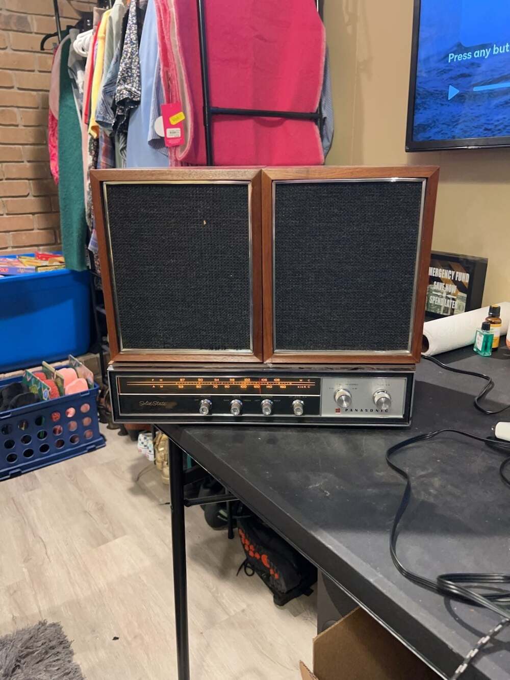 Vintage Panasonic Solid State AM/FM Stereo Receiver with Wood Cabinet